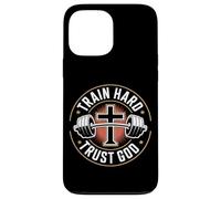 Carcasa para iPhone 13 Pro MAX Train Hard Trust God Entrenamiento Fitness Cristiano