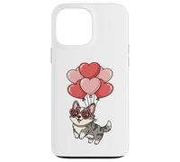 Carcasa para iPhone 13 Pro MAX Valentines Day Heart Balloons Blue Merle Cardigan Corgi Dog