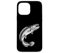 Carcasa para iPhone 13 Pro MAX Vintage Bowfin Fish Fishing Fisherman Blanco y Negro