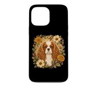 Carcasa para iPhone 13 Pro MAX Vintage Flowers Red White Cavalier King Charles Spaniel Dog