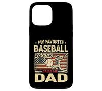 Carcasa para iPhone 13 Pro MAX Vintage My Favorite Baseball Player Calls Me Dad Bandera de EE. UU