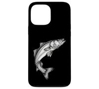 Carcasa para iPhone 13 Pro MAX Vintage Snook Fish Fishing Fisherman Angler Negro y Blanco