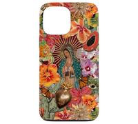 Carcasa para iPhone 13 Pro MAX Virgen María Católica Floral Mexicano Folk Mosaico Collage