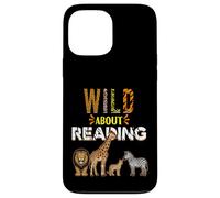 Carcasa para iPhone 13 Pro MAX Wild About Reading Libros Animales del zoológico Amor Lectura de Libros