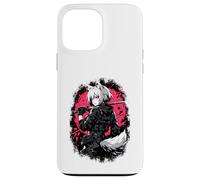 Carcasa para iPhone 13 Pro MAX Wolf Anime Girl Samurai Katana Rosa Negro Diseño Estético
