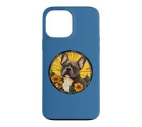 Carcasa para iPhone 13 Pro MAX Womens Girls Floral Flowers Round Black French Bulldog Lover