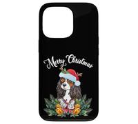 Carcasa para iPhone 13 Pro Mens Womens Kids Merry Christmas Santa Cavalier Dog Mom
