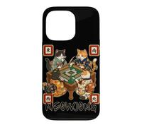 Carcasa para iPhone 13 Pro Meowjong Cat Playing Mahjong Game Juego Chino Tradicional