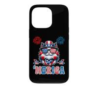 Carcasa para iPhone 13 Pro Merica USA American Flag Patriotic Happy 4th of July Cat