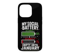 Carcasa para iPhone 13 Pro Mi batería Social vacía hasta enero Navidad Divertida