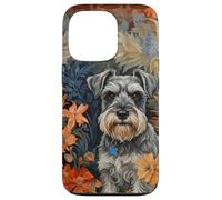 Carcasa para iPhone 13 Pro Miniatura Schnauzer Sal Pimienta Floral Perro Arte