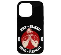 Carcasa para iPhone 13 Pro MMA Cage Fighter Eat Sleep Repetir Artes Marciales Mixtas
