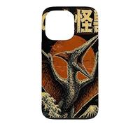 Carcasa para iPhone 13 Pro Monstruo Cielo Volando Kaiju Pterosaurio sobre Ola Japonés Retro