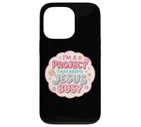 Carcasa para iPhone 13 Pro Mujer Soy un Proyecto Que Mantiene a Jesús Ocupado Divertido Cristiano