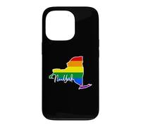 Carcasa para iPhone 13 Pro New York Mapa USA Estado Arco Iris Bandera Pride Month