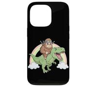 Carcasa para iPhone 13 Pro Ninja Bigfoot Riding T Rex Dinosaurio Rainbow Sasquatch Divertido