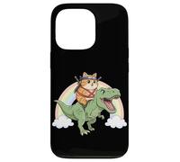 Carcasa para iPhone 13 Pro Ninja Cat Riding T Rex Dinosaurio Rainbow Rex Saurus Kitten