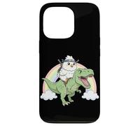 Carcasa para iPhone 13 Pro Ninja Chicken Riding T-Rex, Dinosaurio, arcoíris, Divertido Amante de los