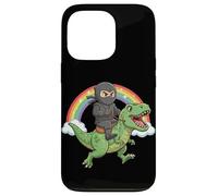 Carcasa para iPhone 13 Pro Ninja Riding T Rex Dinosaurio Divertido Prehistórico Rainbow Trex