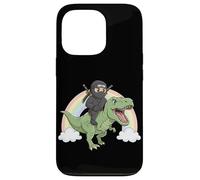 Carcasa para iPhone 13 Pro Ninja Riding T Rex Dinosaurio Divertido Prehistórico Rainbow Trex