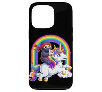 Carcasa para iPhone 13 Pro Ninja Riding Unicorn Lover Rainbow Fantasy Kawaii Divertido