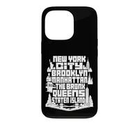 Carcasa para iPhone 13 Pro NYC New York City Boroughs Skyline Brooklyn Manhattan