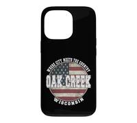 Carcasa para iPhone 13 Pro Oak Creek Wisconsin, Bandera Americana Vintage