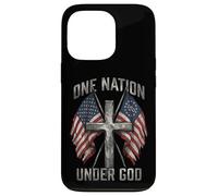 Carcasa para iPhone 13 Pro One Nation Under God Cross - Bandera Americana con gráfico patriótico