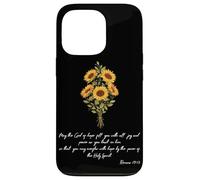 Carcasa para iPhone 13 Pro Ora Que Dios desee a Sunflower Versículo bíblico Cristiano religioso