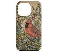 Carcasa para iPhone 13 Pro Pájaro de jardín Cardenal norteño, Estilo Vintage