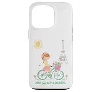 Carcasa para iPhone 13 Pro París es Siempre una Buena Idea Linda Chica en Bicicleta