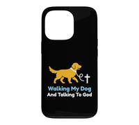 Carcasa para iPhone 13 Pro Paseando a mi Perro y Hablando con Dios Christian Pet Owner