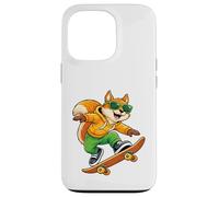 Carcasa para iPhone 13 Pro Patineta Squirrel Riding Skateboard Skater Gráfico