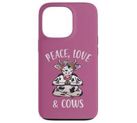 Carcasa para iPhone 13 Pro Peace Love & Cows Divertido Yoga meditando con Vacas