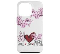 Carcasa para iPhone 13 Pro Peace Love, Rama de Cerezo, Flor de Sakura, Floral japonés