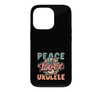 Carcasa para iPhone 13 Pro Peace Love Ukelele Hippie Hawaiano Reproductor de música Retro