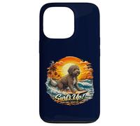 Carcasa para iPhone 13 Pro Perro de Agua Perro Surf Playa Puesta de Sol Vacaciones