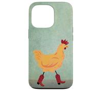 Carcasa para iPhone 13 Pro Pollo con Botas de Vaquero Rojas