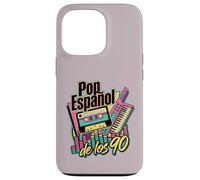 Carcasa para iPhone 13 Pro Pop Español de los 90 Retro Cassette Tape Keytar Español