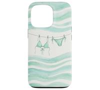 Carcasa para iPhone 13 Pro Preppy Bikini Verano Costa Cowgirl Pastel mar Turquesa Ola