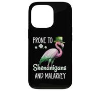 Carcasa para iPhone 13 Pro Prone to Shenanigans and Malarkey Sign St Patricks Flamingo