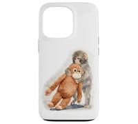 Carcasa para iPhone 13 Pro Punch - Lindo bebé Mono y orangután Peluche Juguete Acuarela