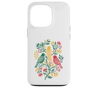 Carcasa para iPhone 13 Pro Rasta Reggae Roots Three Birds Jamaica Folk Art Floral