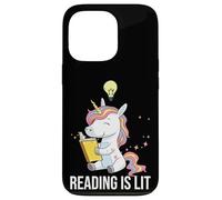 Carcasa para iPhone 13 Pro Reading Is Lit Unicorn Library Inglés Profesor Amante de los Libros