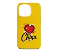 Carcasa para iPhone 13 Pro Recuerdo de Viaje de Negocios con la Bandera de Vacaciones en Forma de corazón de «Me Encanta China