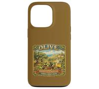 Carcasa para iPhone 13 Pro Recuerdo Vintage del mar mediterráneo con Etiqueta de Caja de Olivo Puglia