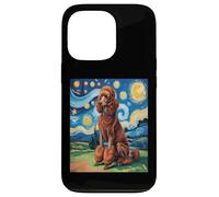 Carcasa para iPhone 13 Pro Red Poodle Dog Van Gogh Style Starry Night