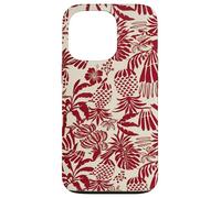 Carcasa para iPhone 13 Pro Red Tropical Pineapple Palm Leaf Aloha Summer Pattern
