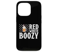 Carcasa para iPhone 13 Pro Red White Boozy Drink Beer American Flag 4th of July