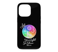 Carcasa para iPhone 13 Pro Regalo de adoración Cristiana, Lobo arcoíris, Deja Que tu luz Brille